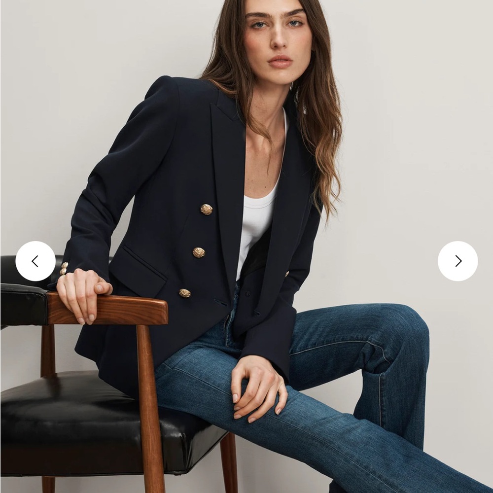 Veronica Beard Navy Double-Breasted Blazer with Gold Buttons - Picture 6 of 10